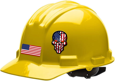 6pcs Reflective American Flag Hard Hat Stickers, Red Ops Decals for Tactical Gear, Patriotic USA Skull Flags Toolbox Helmet Labels...