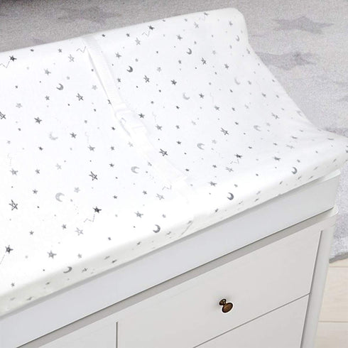 TL Care Printed 100% Cotton Knit Fitted Contoured Changing Table Pad Cover/Sheet - Compatible with Mika Micky Bassinet, Gray Stars and Moons, for ...