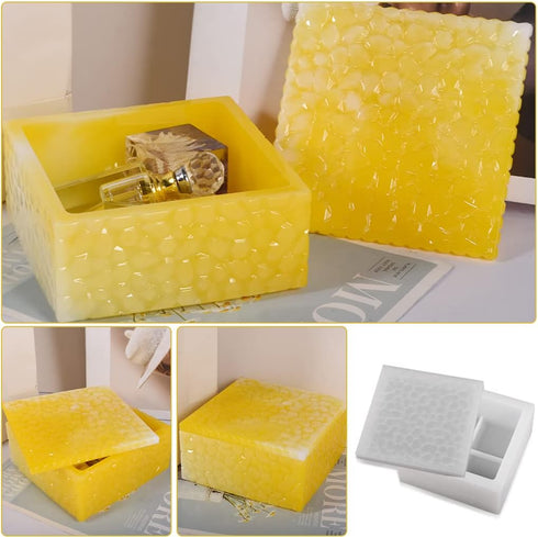 FineInno Square Storage Box Resin Casting Molds with Lid Water Ripple Stackable Box Silicone Molds Jewelry Case Epoxy Mold DIY Trinkets Organizer ...