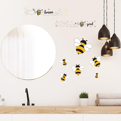 12 Pcs Bee Gnome Wall Decals Honey Bee Window Decor Clings Vinyl Inspirational Quotes Wall Window Sticker for Kitchen Office Fridge Decoration Par...