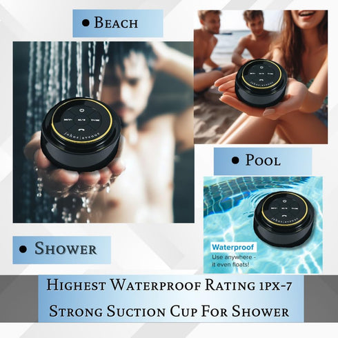 Portable Bluetooth Shower Speaker with Travel Case, Best Waterproof IPX7, Wireless Pairs with Bluetooth Devices, Enjoy at The Pool, Beach, Camping...