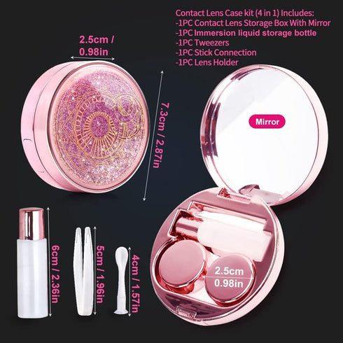 Contact Lens Case, Bling Stars Cute Contact Lenses Holder Travel Kit with Remover Tool Tweezers Solution Bottle Mirror Portable Contacts Storage C...