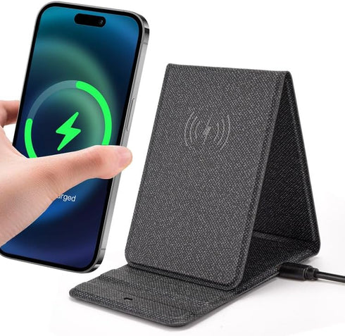 Portable Phone Holder Wireless Charger Foldable Phone Charger 15W Fast Mini Wireless Charging Compatible with iPhone 15 14 13 12 Pro XS 8 Plus Sam...