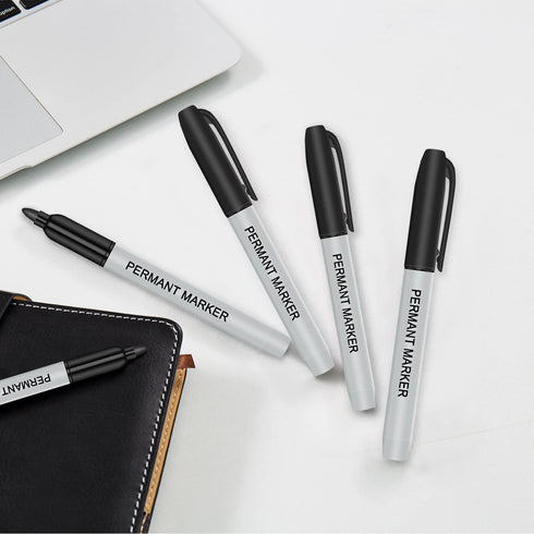 Permanent Marker Pens, 24 Counts Black Fine Point Permanent Marker Sets for Writing Doodling Marking Coloring...