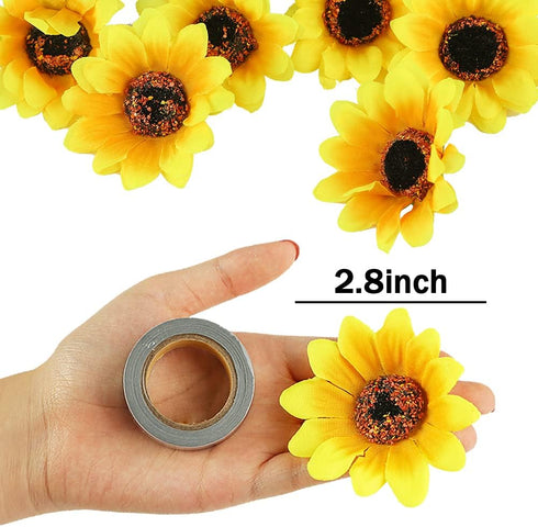 SallyFashion 25pcs Fake Sunflowers Heads - 2.8" Artificial Flower Blooms, Silk Gerbera Daisy for DIY Crafts, Home Decor, Wedding Party...