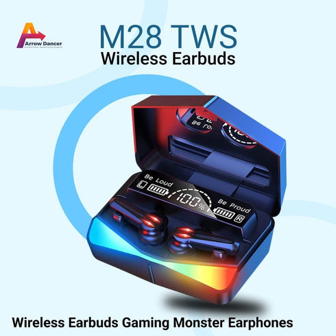 M28 Wireless Earbuds TWS Bluetooth 5.1 Earphones Touch Control Headphones Microphone Mirror Screen LED Display HD Sound & Stable Connection......