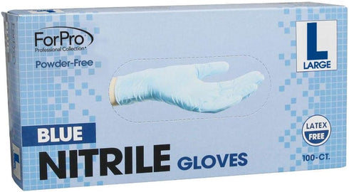 ForPro Disposable Nitrile Gloves, Powder-Free, Latex-Free, Non-Sterile, Food Safe, 4 Mil, Blue, Large, 100-Count...