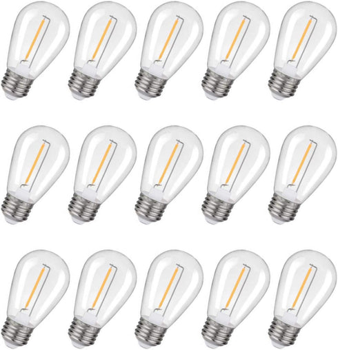 Shatterproof & Waterproof S14 String Light Bulbs-Equivalent to 10 W, S14 led Bulb fits for Commercial Outdoor Patio Garden Vintage Lights, E26 Bas...