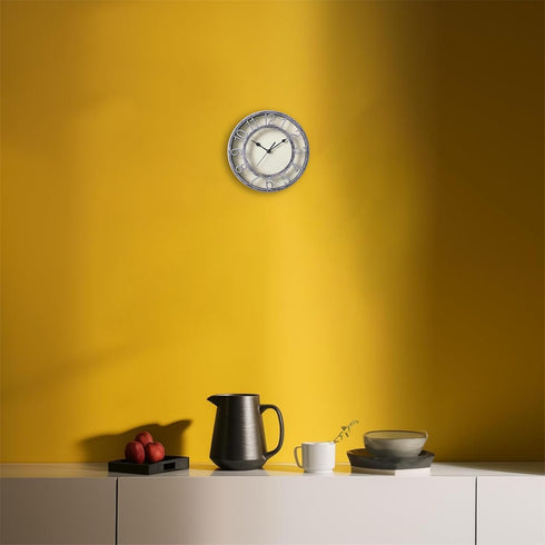 SAC SMARTEN ARTS 8" Silent Quartz Wall Clock Non-Ticking Digital Silver Clocks with 3D Numbers and Plastic Bezel Easy to Read Vintage Wall Clock...