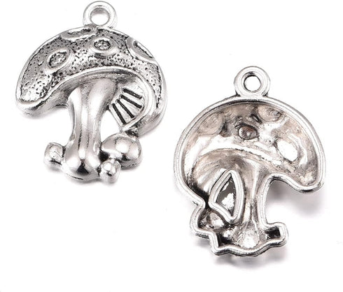 30pcs Antique Silver Plated Mushroom Charms Pendant DIY Bracelets Necklace Jewelry Making Craft Wholesale 25mmx20mm(A055)...