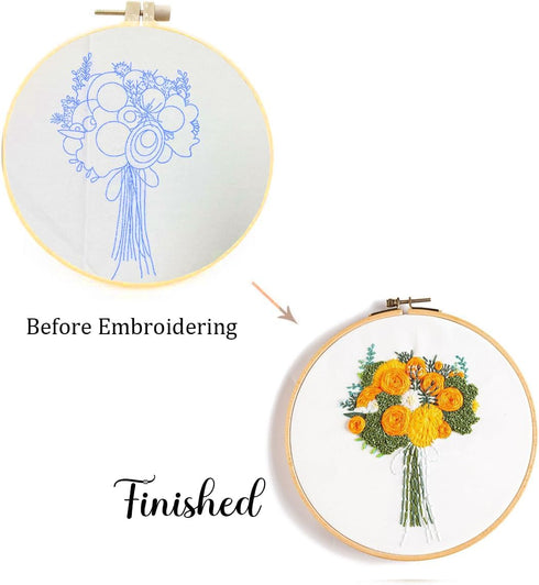 Jekocet ? Embroidery Kit for Beginners with Flower Pattern Cross Stitch Stamped Embroidery Starter Kit Needlepoint Kits for Adults - Orange......