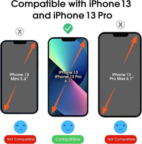 amFilm Screen Protector OneTouch Compatible with iPhone 13, iPhone 13 Pro (6.1", 2021) Tempered Glass and Camera Lens Protector, Edge to Edge Full...