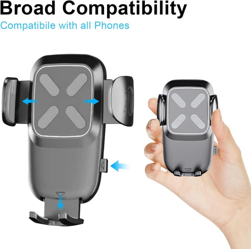 Car Phone Mount, 360 Rotatable and Retractable, Anti-Shake Design, Compatible with Samsung, iPhone, Sony......