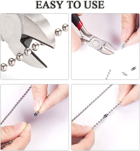 KINGOU 155pcs Stainless Steel Ball Chain Connector Clasps Fits for 1.6/2.0/2.4/3.2/4.0/4.8mm Beaded Ball Chain...