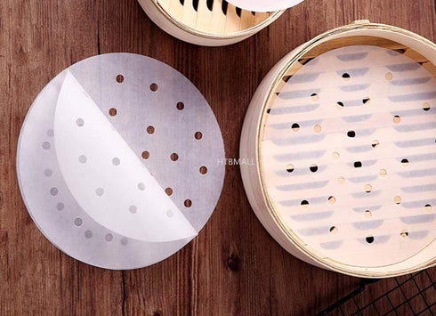 100pcs Air Fryer Liners, 10 inches Bamboo Steamer Liners, Premium Perforated Parchment Steaming Papers, Non-stick Steamer Mat Liner for Air Fryers...
