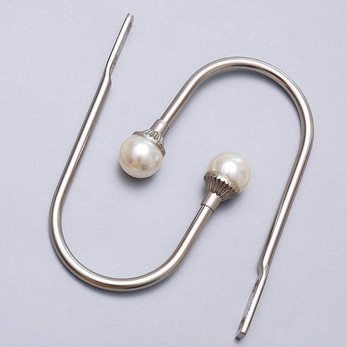 Coolnice 2 Pack Curtain Holdbacks Wall Mounted Curtain Tiebacks Hooks Plastic Pearl U Shape Curtain Tiebacks with Screws Curtain Ties for Home Off...