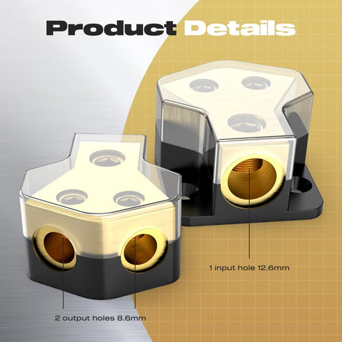 Distribution Block Car Audio, 2 Way 0/2/4 Gauge in 4/8/10 Gauge Out Amp Power Distribution Block Car Audio Splitter for Vehicles Boats 2PCS......