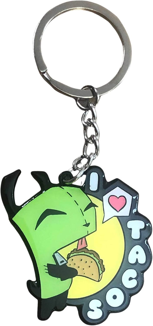 Invader Zim Gir Loves Tacos Enamel Keychain...