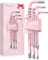 COLFULINE 9 PCS PINK Allen Key Set, Long Ball End Hex Key Set, Cr-V Allen Wrench Set for Women, Size 1.5-10mm with Colour-Coding for Best Gifts an...