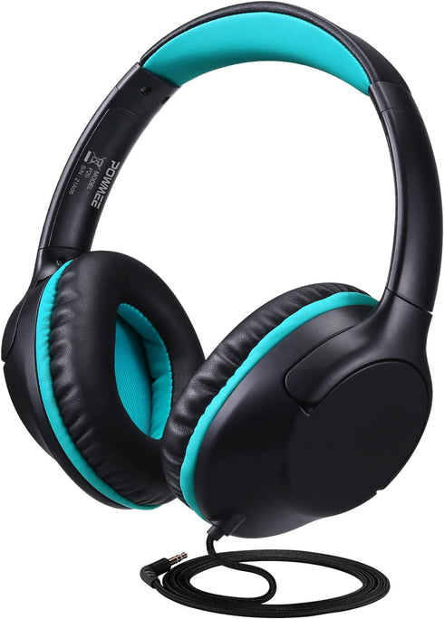 POWMEE Kids Headphones Over-Ear Headphones for Kids/Teens/School with 94dB Volume Limited Adjustable Stereo 3.5MM Jack Wire Cord for Fire Tablets/...