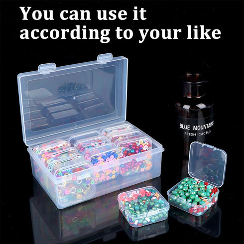 2 Pack Bead Organizers Box Clear Mini Plastic Bead Storage Containers Transparent 13 Pieces Storage Box with Lid...