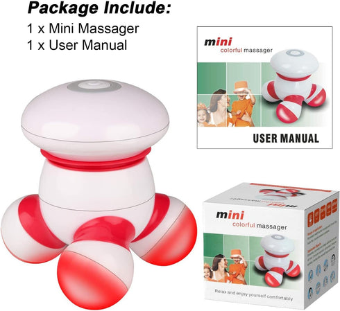cotsoco Handheld Massager Mini Portable Vibrating Body Massager with LED Light for Hand Head Neck Back Legs Arms Pain Release, Battery Operated, E...