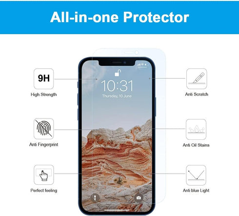 GLASS-M Anti-Blue Light Screen Protector for iPhone 12 Mini, Eye Protection 9H Tempered Glass Film, Full Coverage Blue Light Blocking Screen Cover...