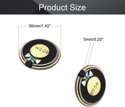 Fielect DIY Magnetic Speaker 2W 8 Ohm 36mm Diameter Round Shape Replacement Loudspeaker 2pcs...