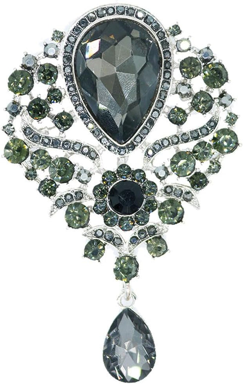 Retro Elegant Crystal Water Drop Brooches Pins Fashion Beautiful Created Rhinestone Flower Brooch Pin for Women Girl Party Dance Wedding Banquet G...
