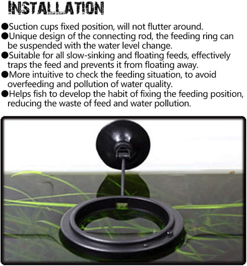 Fish Feeding Ring, Fish Safe Floating Food Feeder Circle Blue, with Suction Cup Easy to Install Aquarium, Square and Round Shape Fish Tank Towels ...