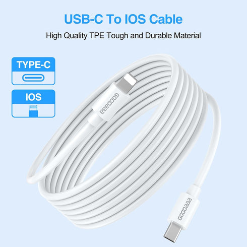 GOODaaa PD 20W Wall Charger with Cable Dual Ports Fast Charing Power Adapter for iPhone Series and Android Devices......