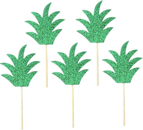 30pcs Pineapple Leaf Cake Toppers Cupcake Toppers Fruit Picks for Wedding Birthday Party Decor...
