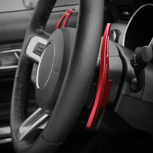 Voodonala Red Steering Wheel Shift Paddle Shifter Trim Cover for Ford Mustang 2015+(2pcs/set)...