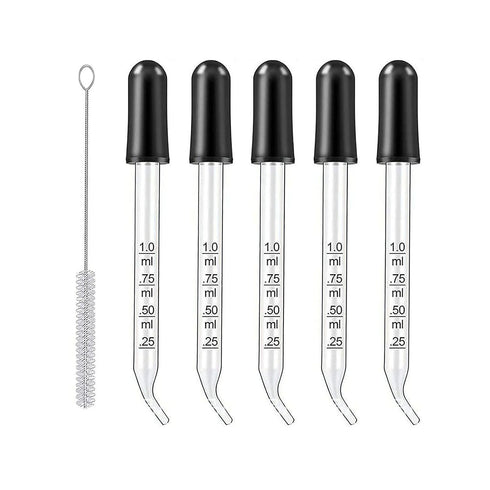 Eye Dropper for Essential Oils, Pipettes Dropper with Black Rubber Head, Calibrated Thick Glass Medicine Dropping Pipettes, 1ml Dropper Measurer, ...