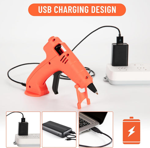WELLUCK Cordless Hot Glue Gun, USB Rechargeable Wireless Mini Hot Melt Glue Gun with 20 Glue Sticks and USB Cable, Battery Operated Glue Gun DIY T...