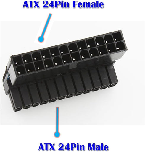 SUPERPLUS Right Angle ATX 24-Pin Female to Male Adapter for Desktop PC Power Supply - 90 Degree Cable...
