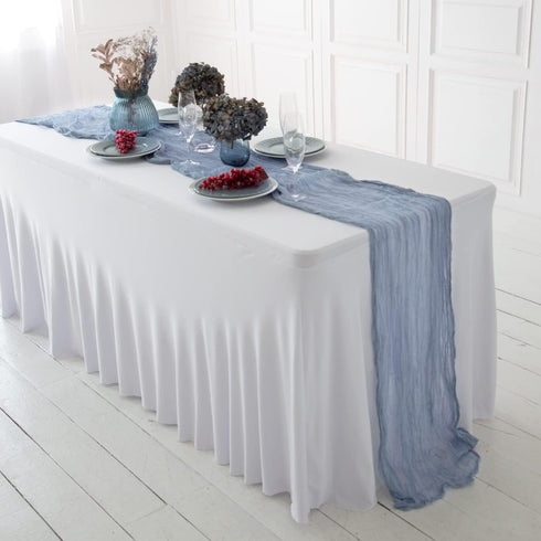 Dusty Blue Cheesecloth Table Runner 141 in Long, Blue Gauze Table Runner, Cheese Cloth for Wedding Decoration, Boho Baby Boho Baby Shower...