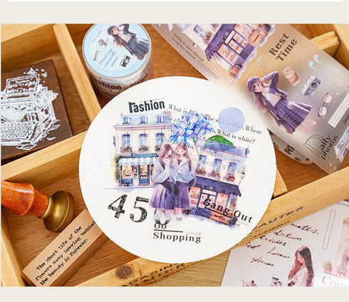 6pcs Decorative Adhesive Tapes INS Girls Coffee PET Tape Great for Bullet Journal Supplies, Arts, Scrapbook, DIY Crafts, Planners (zouguodejiejiao...