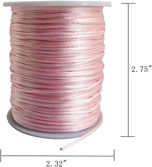 1.5mm Nylon Satin Cord Thread Beading String for Macrame Bracelets Chinese Knotting,Necklaces,Jewelry Making 109 Yards (Pink)...