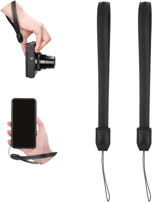 2 Pack Durable PU Leather Short Lightweight Hand Wrist Strap Lanyard String for Canon V10 G7X Mark III G5X Mark II Sony ZV-1 II RX100VII Ricoh GRI...