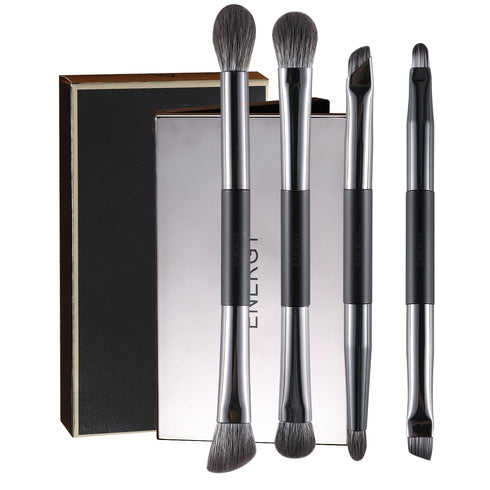 ENERGY Travel Eye Makeup Brush Set Eyeshadow Eye Blending Eyeliner Under Eye Concealer Eye Brow Smudge Makeup Kit with Portable Compact Mirror Cas...