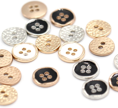 11mm 2 Holes Small Round Metal Buttons, Bright Silver Button for Clothes, Children Shirt, Women Blouse, Top, Cuff, Collar, Cute Handmade Decoratio...