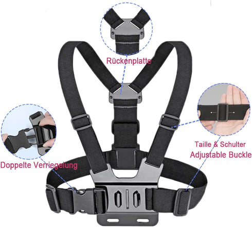 Phone Chest Mount Harness & Head Strap for All iPhones - Hands Free for POV/VLOG - Anti-slip & Water-resistant Accessories Kit for Immersive Filmi...