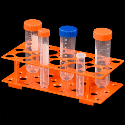 Test Tube Rack, Centrifuge Tube Holder (2 Pack - Blue and Orange) for 10ml, 15ml, 50ml, Detachable Plastic Stand, 28 Well...