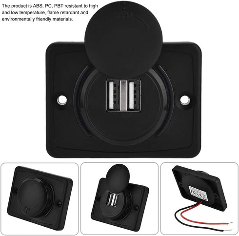Car USB Charger, 3.1A 12-24V Dual USB Port Socket Car Charger Adapter LED Waterproof Fast Car Charger Outlet with Cap for Cars Bus RV Boat...