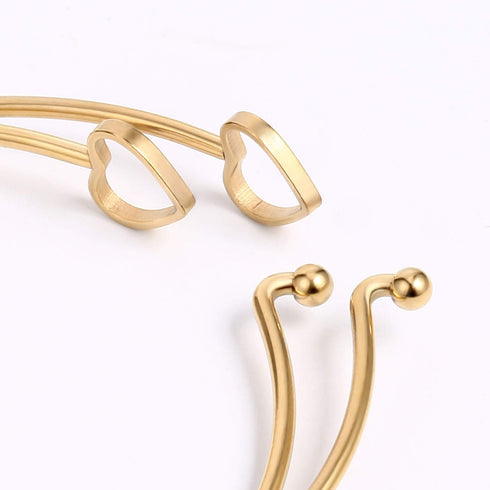 ALEXCRAFT Wholesale 6PCS 14K Gold Stainless Steel Bracelet Bangle Open Blank Wire Charm Bangle Bulk for Jewelry Making...