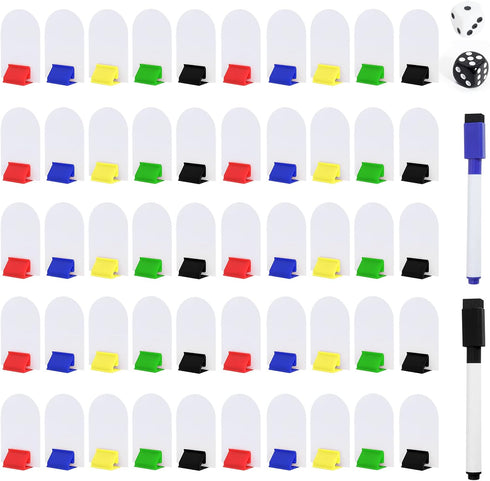 102Pcs Blank Game Board Markers and Game Card Stands with 2Pcs dice,Black and Blue Marker Pens for DIY Board Game Party Favor Home or Office...
