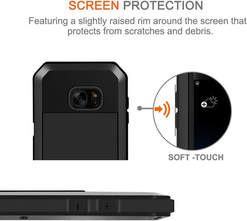 seacosmo Case for Samsung Galaxy S7, Shockproof Dustproof Rainproof Military Grade Full Body Protective Case with Tempered Glass Screen Protector ...