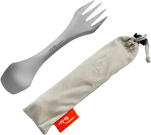 TiTo Titanium Spork 2-in-1 Spoon,Fork and Knife Lightweight Camping Utensil,Eco-Friendly Flatware for Outdoor Traveling,Hiking,Backpacking and Pic...