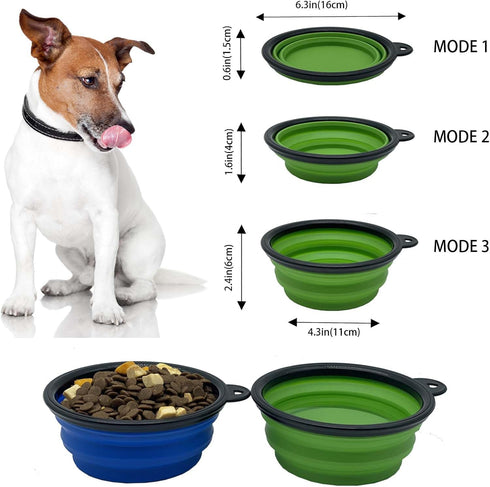 Medium Collapsible Dog Bowl 23oz,2 Pack Portable and Foldable Pet Travel Bowls Collapsable Dog Water Feeding Bowls Dish with 2 Carabiners & Lids f...